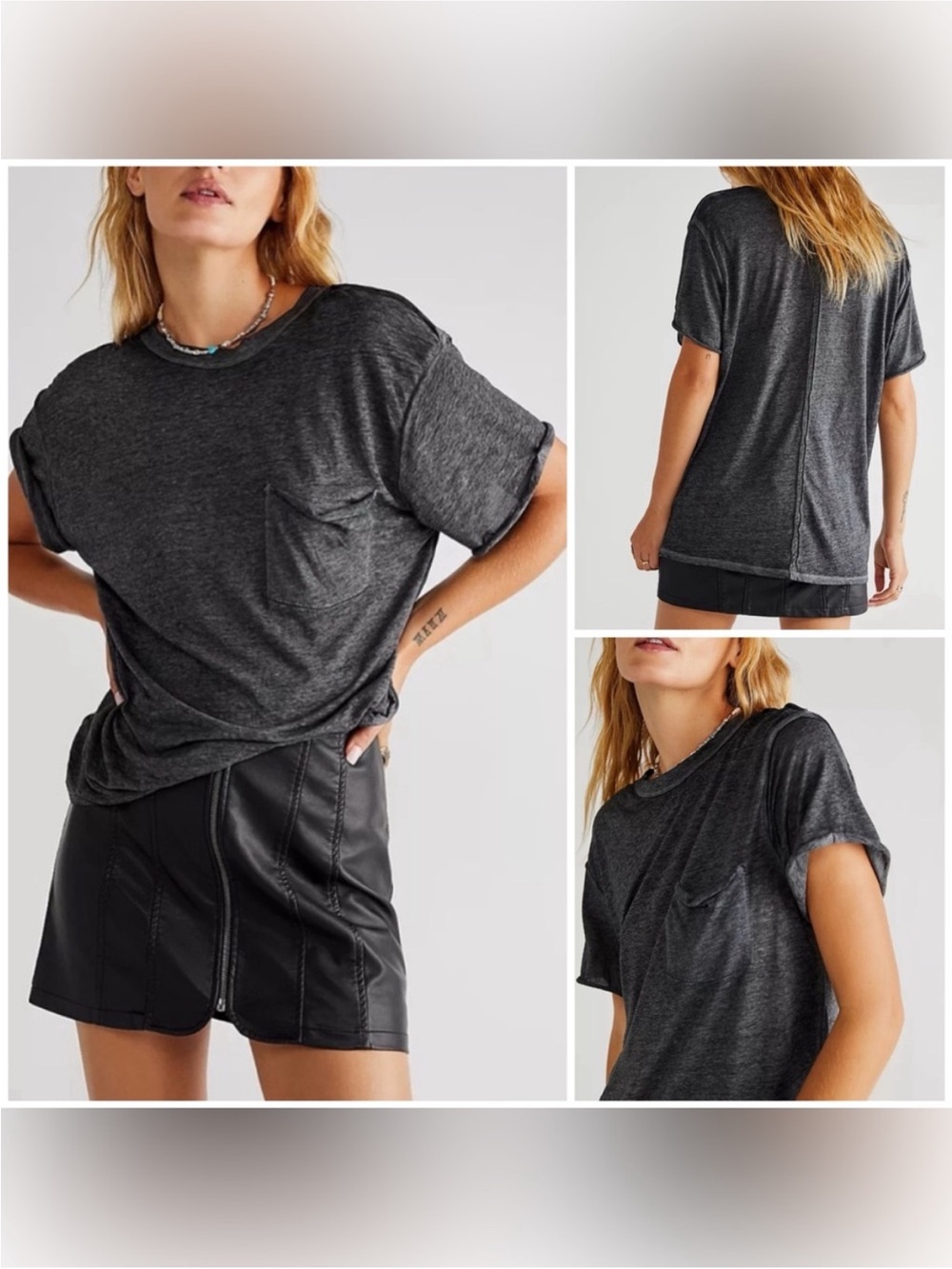 NWOT Free People We The Free Vella Tee - black - Small